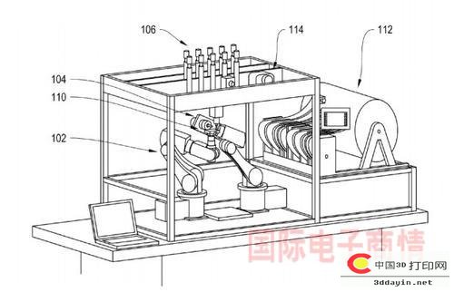 《国际电子商情》iRobot专利申请书中的全自动3D打印机概念图