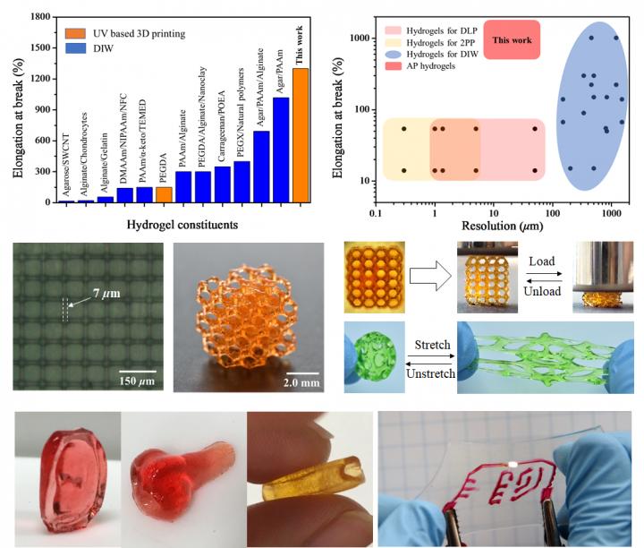 研究員開發(fā)出用于3D打印的可伸展、高分辨率、生物相容性的水凝膠